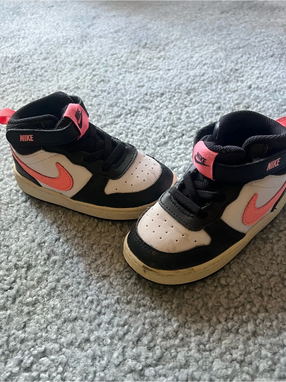Nike Court Borough Mid Top Leather Colorblock Sneaker Black/White/Pink US 8C